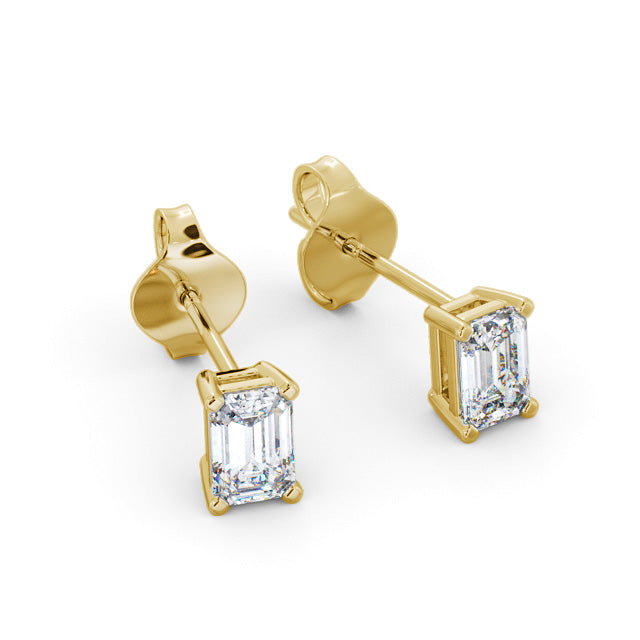 Certified 1.00 CT Emerald Cut EF VS/SI Lab Grown Diamond Prong Set Stud Women's Earrings 925 Sterling Silver With Vermeil Gold